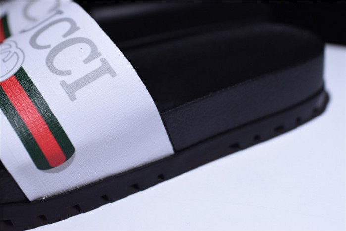 GC Leather SLIDE SANDAL black WITH GG LOGO mens